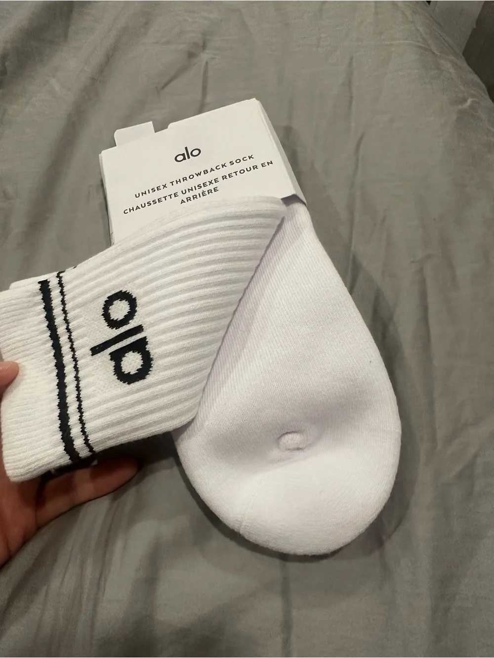 ALO Yoga  White Socks with Black Accents - Crew Athletic Pair